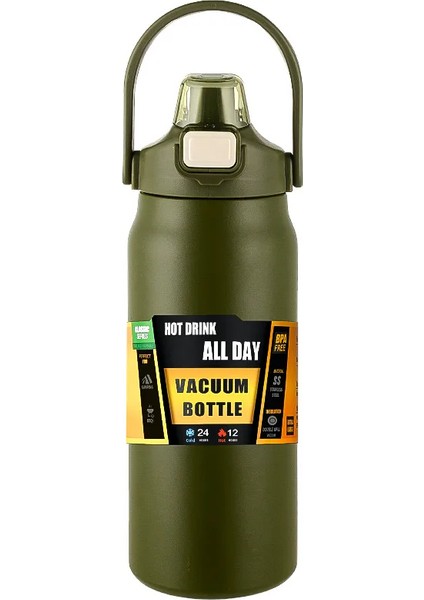 Açık Hava Termos Taşınabilir 304 Paslanmaz Çelik Termal Kupa Bardak Vakumlu Mataralar Pipetli Soğuk ve Sıcak Spor Su Şişesi (Yurt Dışından)