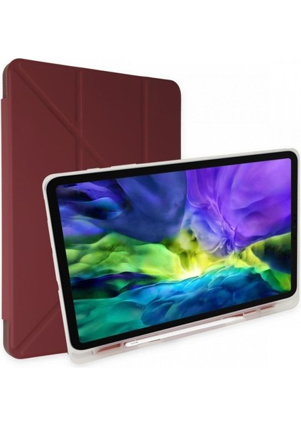Apple iPad (A16) 11. Nesil 2025 11 Inç Kılıf Kalem Bölmeli Trifolding Standlı Uyku Modlu Silikon Kapak
