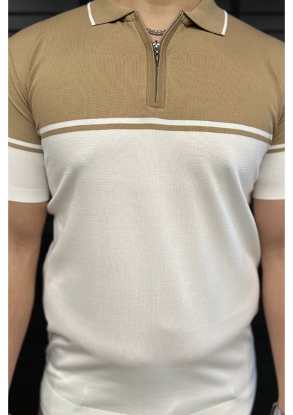 Erkek Polo Yaka Yarım Fermuarlı Triko Tişört P-00015464 fırsatları