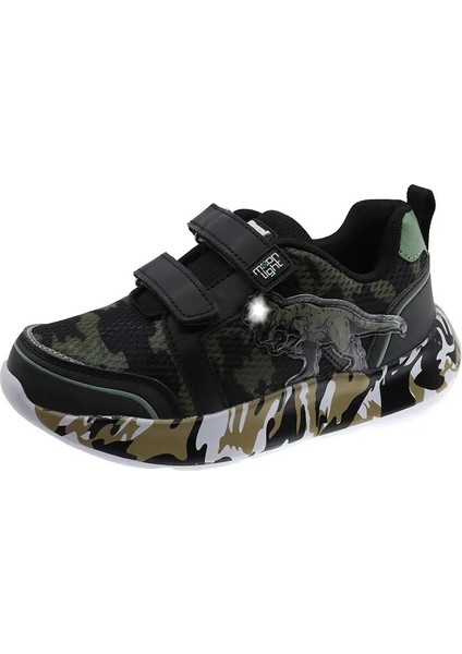 Işıklı Dinazor Sneaker Siyah-Haki