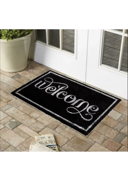 Home Koko Kapı Paspas 45X75CM Siyah Welcome 15MM Kalınlık 1 Adet