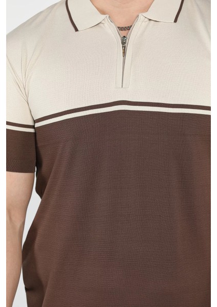 Erkek Polo Yaka Yarım Fermuarlı Triko Tişört P-00015464 fırsatları