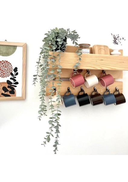 Doğal Çam Ağacından 9lu Kahve Fincan Askılığı, Kahve Köşesi Dekorasyon, Pinterest, Ahşap