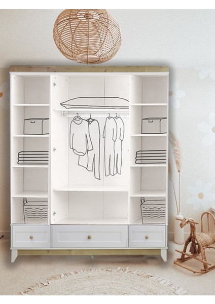 Mdf Nova Full Panjur Ahşap Beyaz 4 Kapılı Bebek&çocuk Gardırop fiyatları