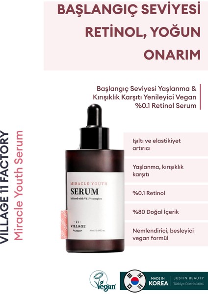 Miracle Youth Serum - Vegan %0.1 Retinol & Niasinamid Serum 50 Ml
