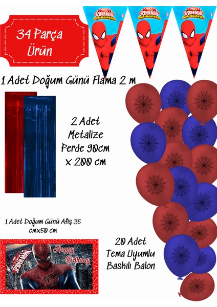 Spiderman Örümcek Adam Doğum Günü Süsleri Parti Seti