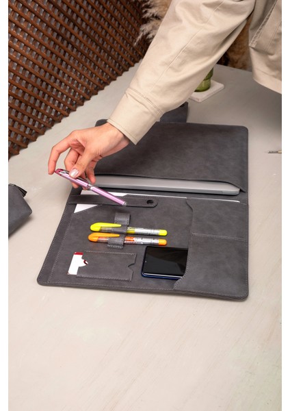 Kahverengi Pu Deri Laptop Macbook Laptop Organizeri 13, 13.3, 13.6 Inch M1 M2 M3 Laptop Pro Air Organizer Kılıf Evrak Çantası modelleri