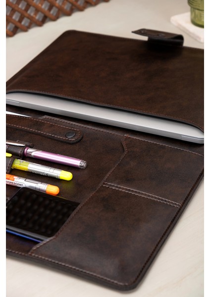 Kahverengi Pu Deri Laptop Macbook Laptop Organizeri 13, 13.3, 13.6 Inch M1 M2 M3 Laptop Pro Air Organizer Kılıf Evrak Çantası indirimleri