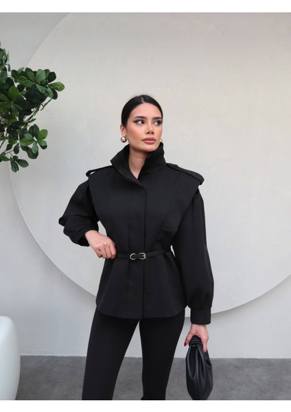 Siyah Kemerli Tasarım Ceket fiyatları