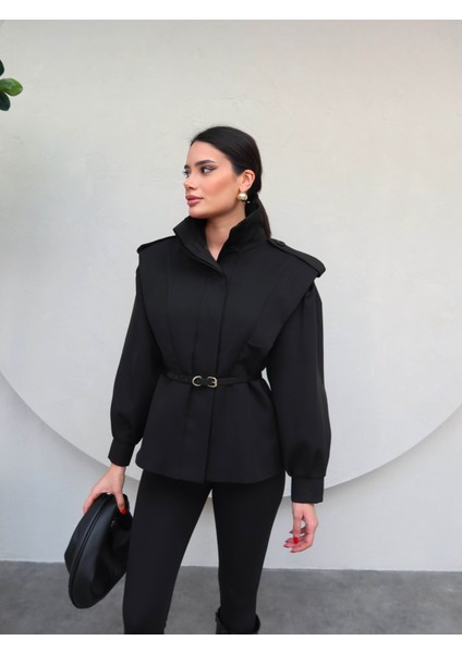 Siyah Kemerli Tasarım Ceket fırsatları