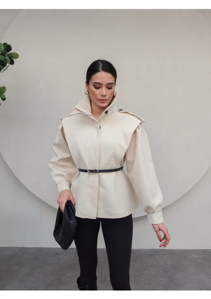 Krem Kemerli Tasarım Ceket fırsatları