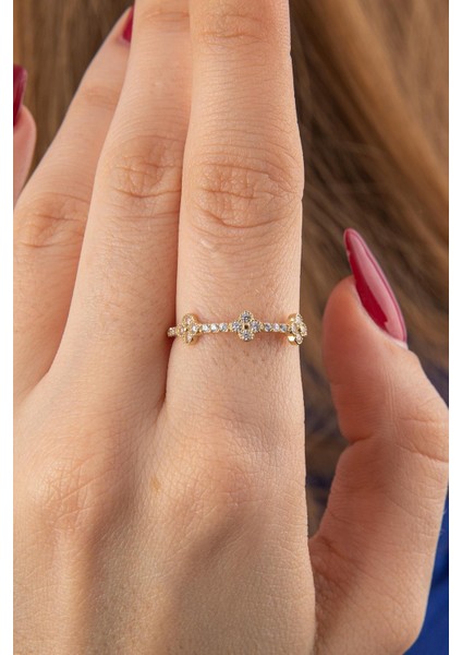 14 Ayar Altın Taşlı Papatya Yüzük fiyatları