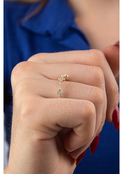 14 Ayar Altın Taşlı Papatya Yüzük fırsatları