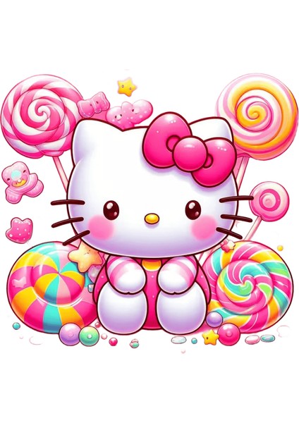 Sanrio Numaralarla Yağlı Boya Hello Kitty Boyama Yetişkinler Için El Boyaması Kiti Ev Için Karikatür Şeker Duvar Dekoru Renk: DSN-8179-ZD / Boyut (Cm): 30X30CM Çerçeve Yok (Yurt Dışından)