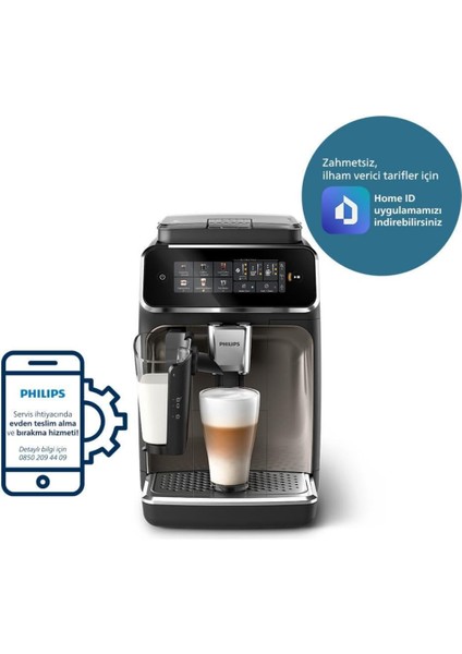 Phılıps Tam Otomatik Lattego Espresso Makinesi, 3300 Serisi, Silentbrew Teknolojisi, Taze Öğütülmüş Çekirdeklerden Aromatik Kahve, 6 Sıcak ve Soğuk Içecek, modelleri