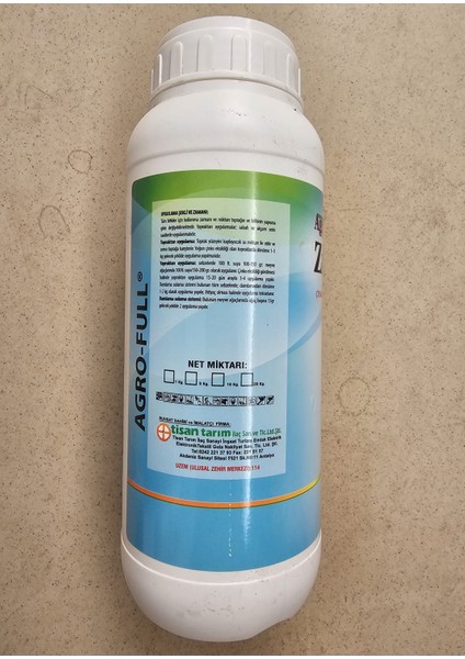 Çinko Gübre, Sıvı Yaprak Gübresi, Agro Full Zn Forte (% 11 Zn ) Sıvı Çinko Zn Bitki Besini 1 Lt