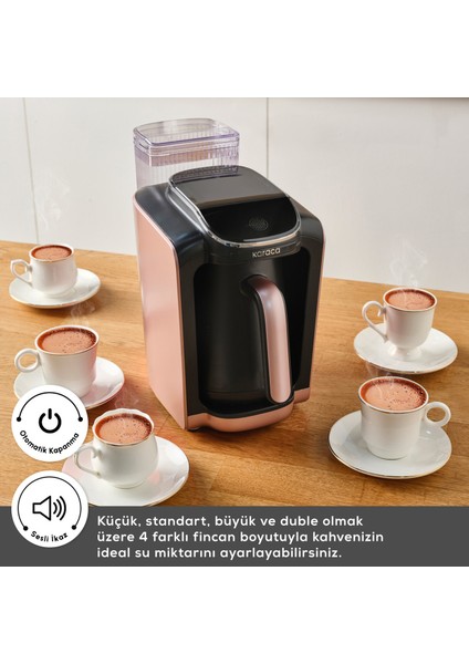 Hatır Su Hazneli Otomatik Türk Kahve Makinesi Rosegold