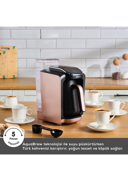 Hatır Su Hazneli Otomatik Türk Kahve Makinesi Rosegold