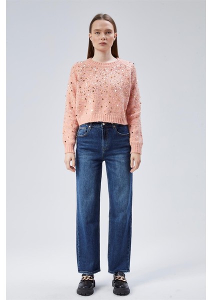 Jean Taşlanmış Cepli Pant