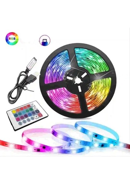 5m Su Geçirmez LED Şerit Bluetooth Rgb Uzaktan Kumanda ile Renk Değiştirme ve Parlaklık Ayarı