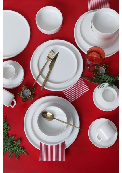 Mat Beyaz Stackable Yemek / Kahvaltı Takımı 20 Parça 4 Kişilik