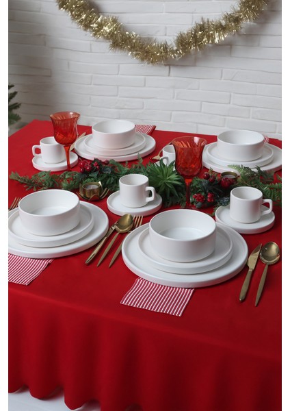 Mat Beyaz Stackable Yemek / Kahvaltı Takımı 20 Parça 4 Kişilik