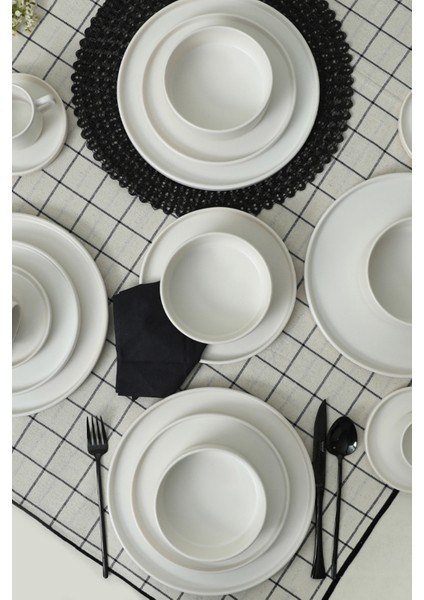 Mat Beyaz Stackable Yemek / Kahvaltı Takımı 20 Parça 4 Kişilik