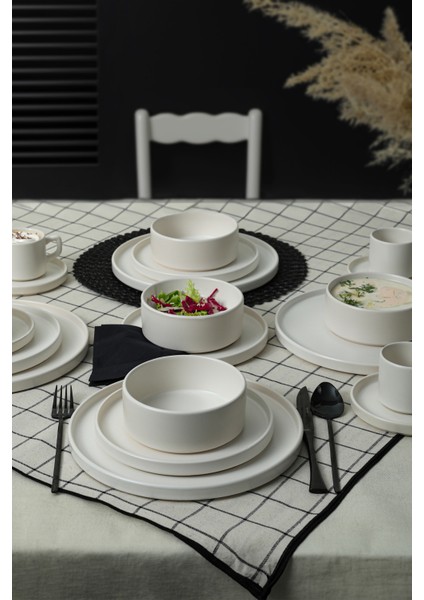 Mat Beyaz Stackable Yemek / Kahvaltı Takımı 20 Parça 4 Kişilik