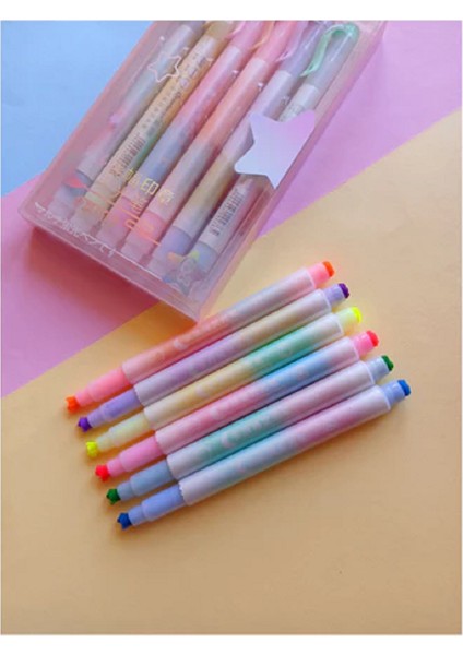 Çift Taraflı 6 Adet Fosforlu Kalem indirimleri