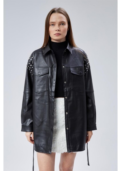 Uzun Sderi Omuzlar Taşlı Ceket