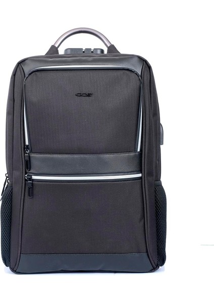 51309 Kilitli Laptop Korumalı Usb Sırt Çantası Siyah
