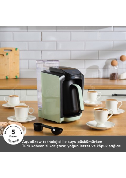 Hatır Otomatik Su Alma Hazneli Türk Kahve Makinesi Cabbage Green