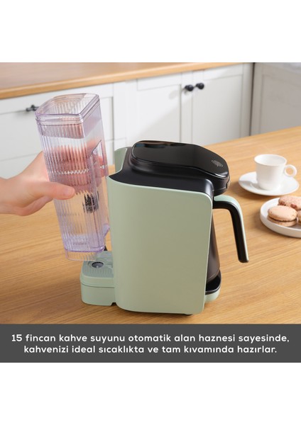 Hatır Otomatik Su Alma Hazneli Türk Kahve Makinesi Cabbage Green