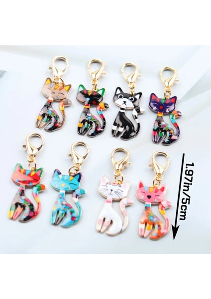 8'li Yaratıcı Çizgi Film Retro Cazive Kedi Şekilli Anahtarlık Set fırsatları