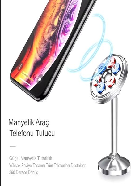 T067 360° Dönebilen Mıknatıslı Araç İçi Telefon Tutucu - Torpido Üstü Magnetic modelleri