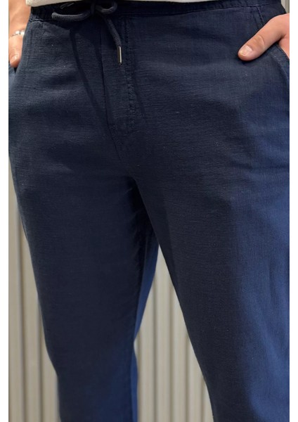 Erkek Bağcıklı Keten Jogger Pantolon P-00015413