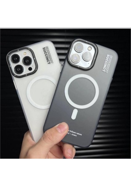 iphone 15 Pro Max Kılıf Buzlu Magsafe Succınct Young Mat Kılıf Kapak Sert Buzlu - Siyah modelleri