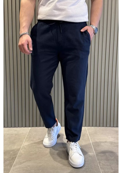 Erkek Bağcıklı Keten Jogger Pantolon P-00015413