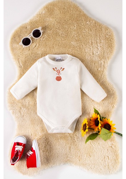 Unisex %100 Organik Pamuklu Hayvan Figürlü 3-6-9-12 Ay 6lı Uzun Kollu Bebek Body Zıbı fiyatları