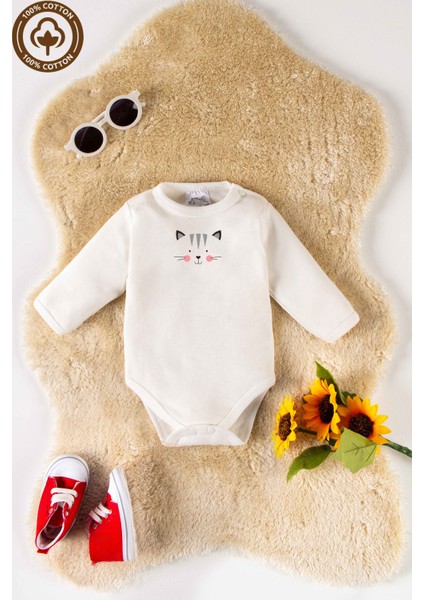 Unisex %100 Organik Pamuklu Hayvan Figürlü 3-6-9-12 Ay 6lı Uzun Kollu Bebek Body Zıbı indirimleri