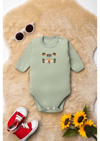 Unisex %100 Organik Pamuklu Hayvan Figürlü 3-6-9-12 Ay 6lı Uzun Kollu Bebek Body Zıbı fırsatları