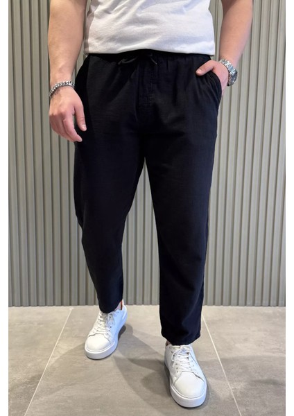 Erkek Bağcıklı Keten Jogger Pantolon P-00015413