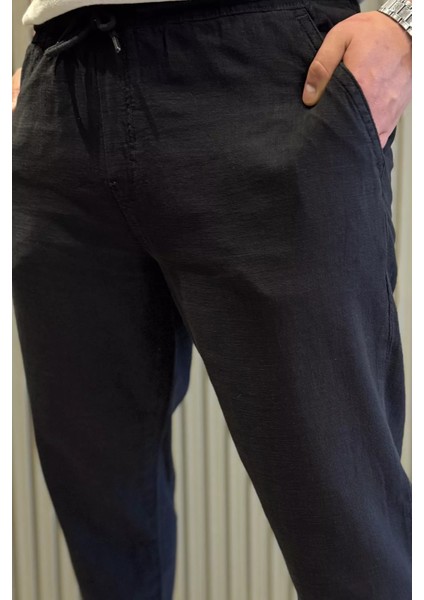 Erkek Bağcıklı Keten Jogger Pantolon P-00015413