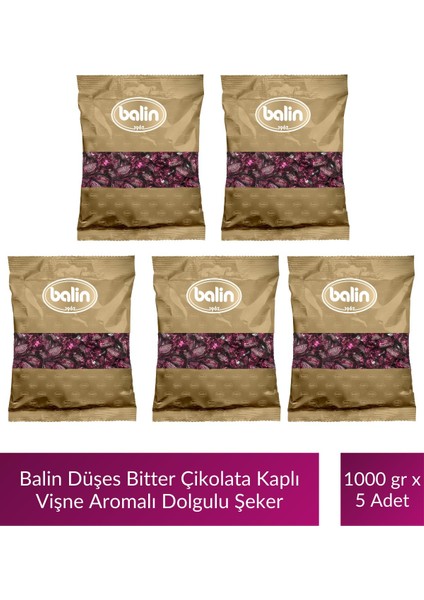 Düşes Çikolata Kaplı Vişne Aromalı Sert Şeker 1000 gr x 5 Adet