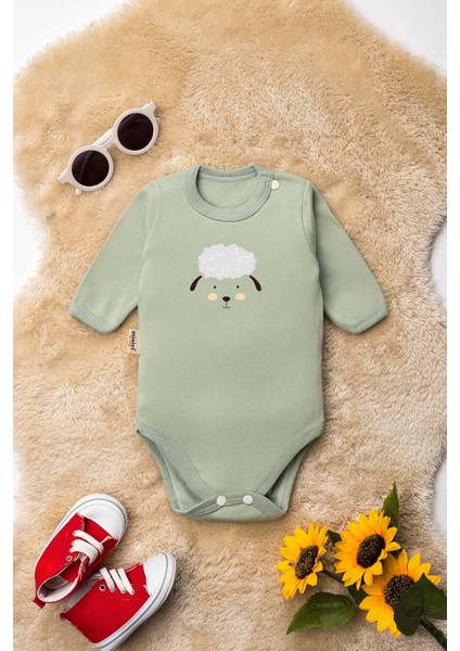 Unisex %100 Organik Pamuklu Hayvan Figürlü 3-6-9-12 Ay 6lı Uzun Kollu Bebek Body Zıbı fırsatları