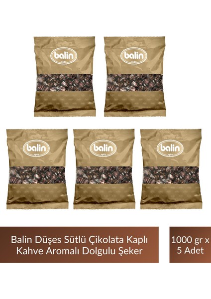 Düşes Çikolata Kaplı Kahve Aromalı Sert Şeker 1000 gr x 5 Adet