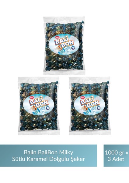 Balibon Milky Sütlü Karamel Dolgulu Şeker 1000 gr x 3 Adet