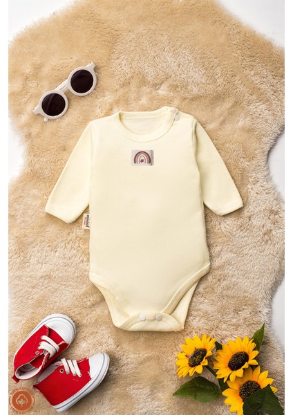 Unisex %100 Organik Pamuklu Arma Detaylı 3-6-9-12 Ay 6lı Uzun Kollu Bebek Body Zıbın modelleri