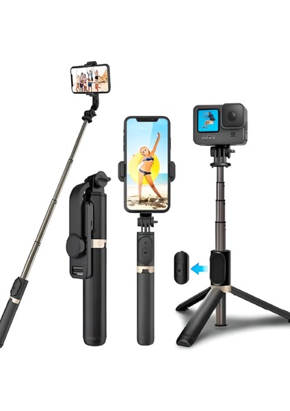 Lıve-K8 Tripod / Selfie Çubuğu 130 cm Işıksız Bluetooth Kumandalı 360° Döndürülebilir Başlık