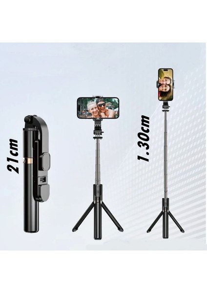 Lıve-K8 Tripod / Selfie Çubuğu 130 cm Işıksız Bluetooth Kumandalı 360° Döndürülebilir Başlık